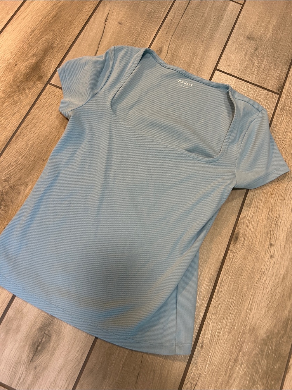 Old Navy Baby Blue Square Neck Short Sleeve Tee